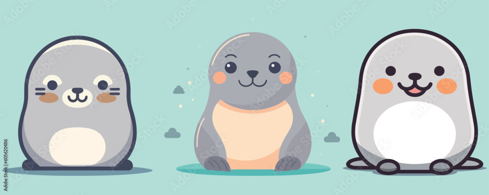 Cute seal cartoon vector illustration, logo Cute seal cartoon vector illustration, logo