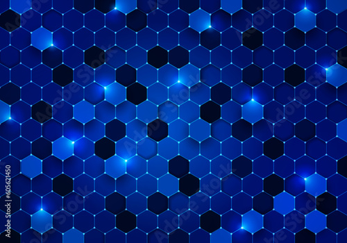 Blue Electronic Hexagon Honeycomb Background