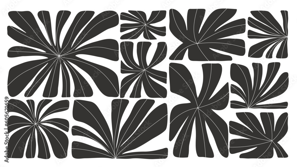 Botanical art background vector. Abstract natural hand drawn pattern design with flowers, leaves, branches. Simple contemporary style illustrated Design for fabric, print, cover, banner, wallpaper.