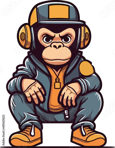 Hip hop monkey image cartoon illustration
