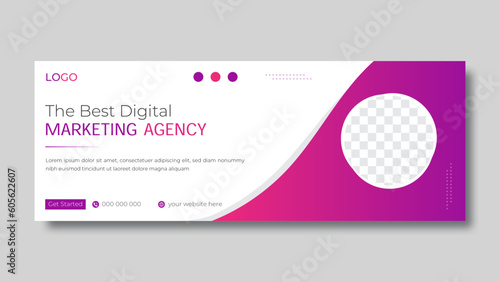 Modern abstract creative corporate Facebook cover design vector template  for digital marketing agency.