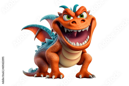 Silly Dragon Cartoon Character on Transparent Background. AI © Usmanify