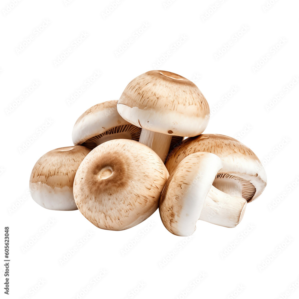 mushrooms isolated on white created with Generative AI mushrooms isolated on white created with Generative AI