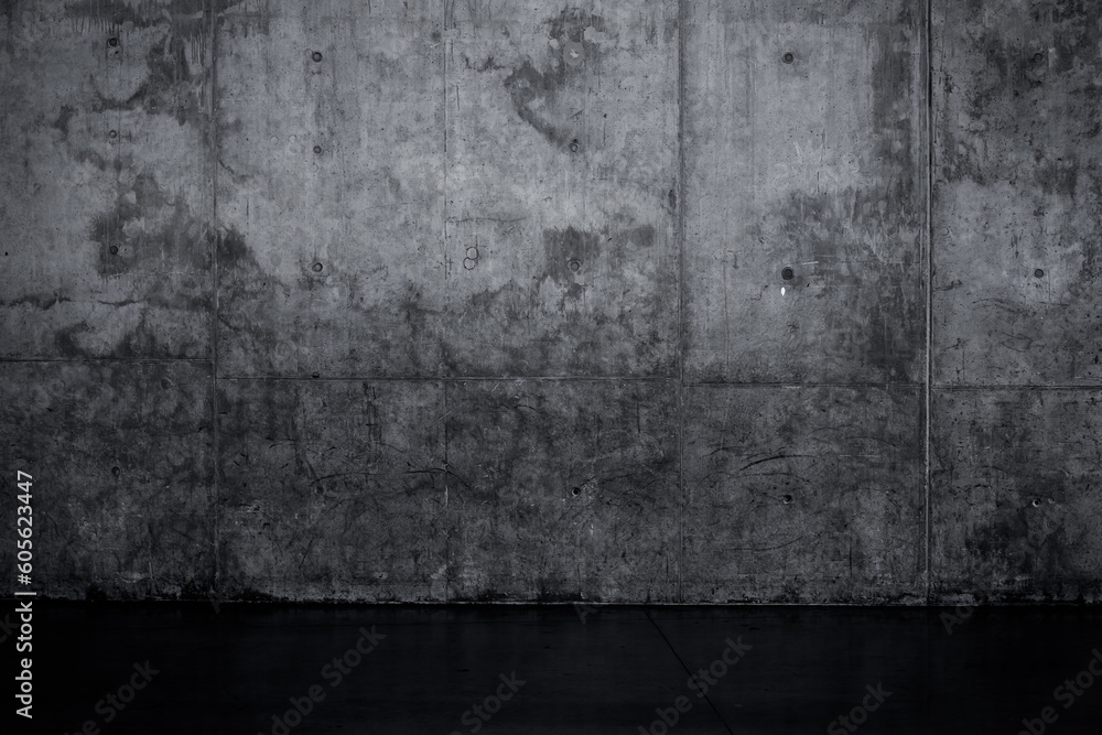 Grungy dark concrete wall and wet floor Grungy dark concrete wall and wet floor