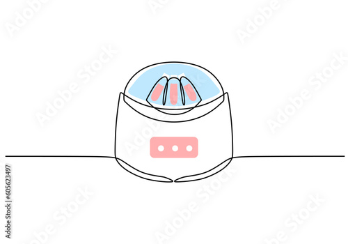 Centrifuge - Laboratory equipment and tools object, one line drawing continuous design, vector illustration for science and education.