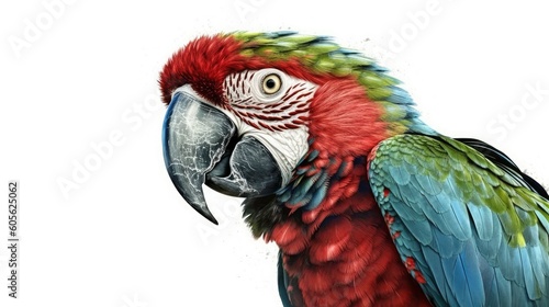 Colorful Parrot Posing on White Background generated by AI