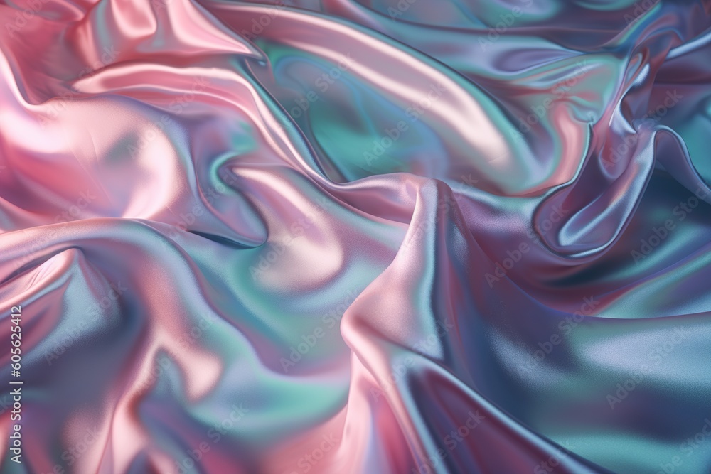 Beautiful holographic textile with folds. Vivid, vibrant colors. Iridescent backdrop. Trendy design. Abstract background. Generative AI. Beautiful holographic textile with folds. Vivid, vibrant colors. Iridescent backdrop. Trendy design. Abstract background. Generative AI.
