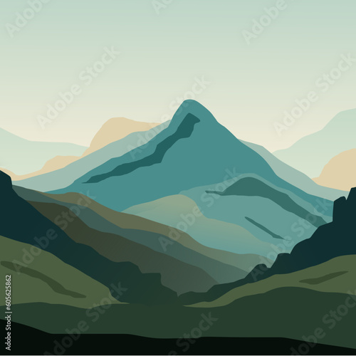 Illustration of Mountain Landscape