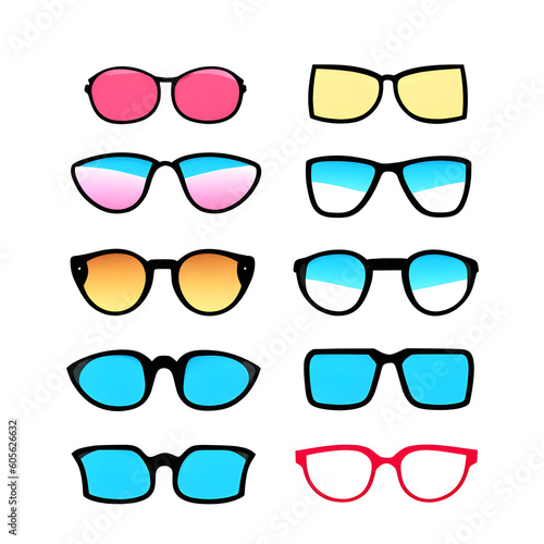 Colorful sunglasses in white background from Generative AI