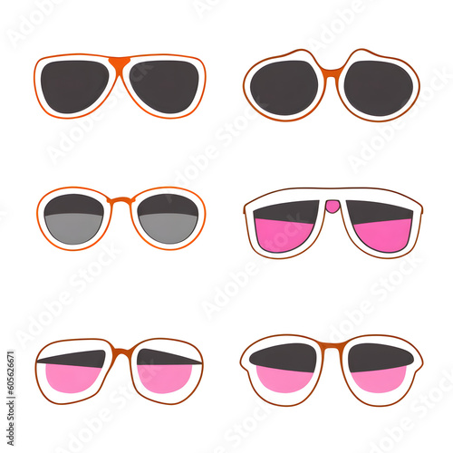 Set of sunglasses in white background from Generative AI