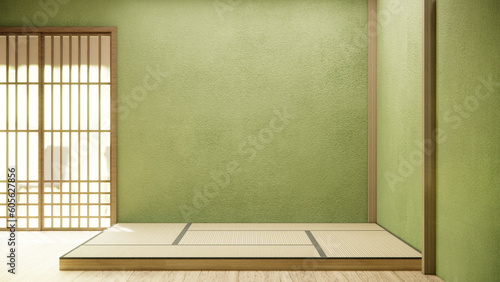 Photography Nihon room design interior with door paper and wall on tatami mat floor room japanese style