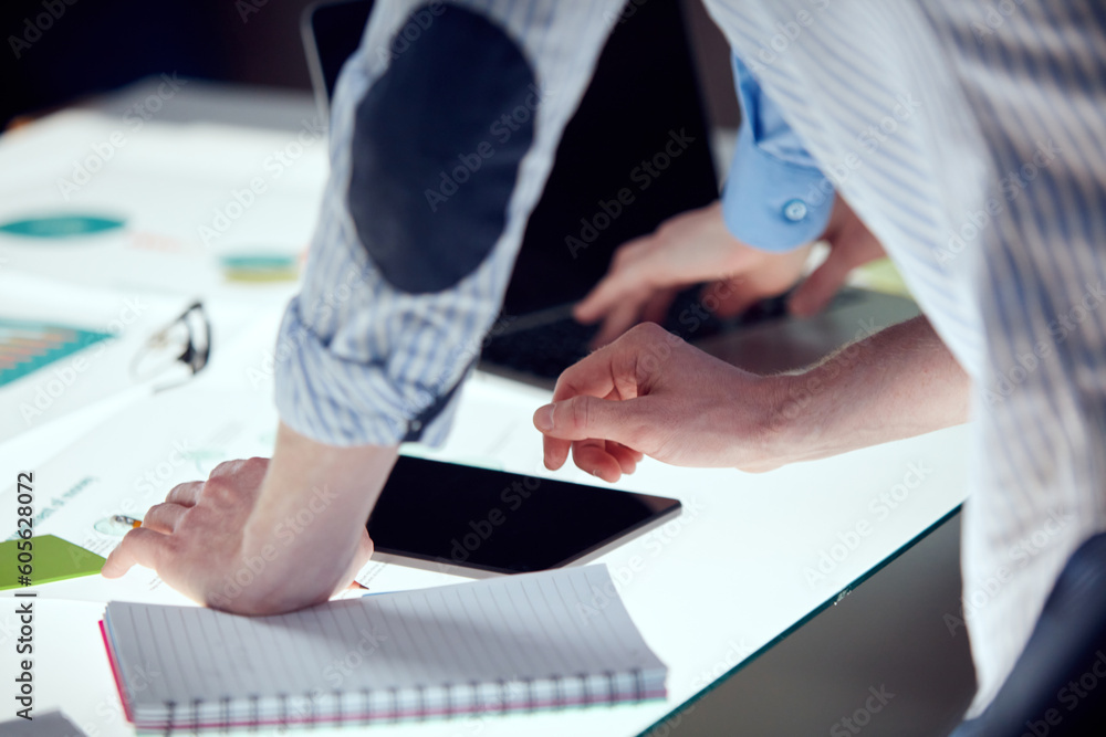 Successful team, office workers creating new ideas, learning new approach of product developing during the presentation over the modern office interior Successful team, office workers creating new ideas, learning new approach of product developing during the presentation over the modern office interior