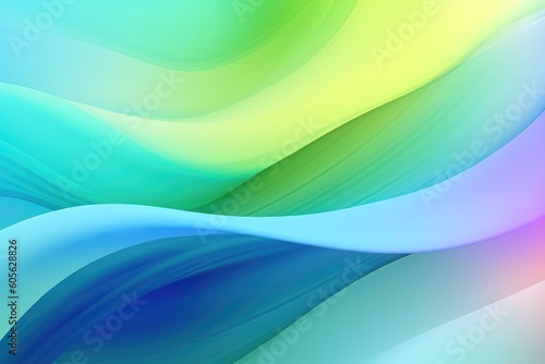 Abstract wavy and colorful gradient background with vibrant light indigo and green colors. Generative AI