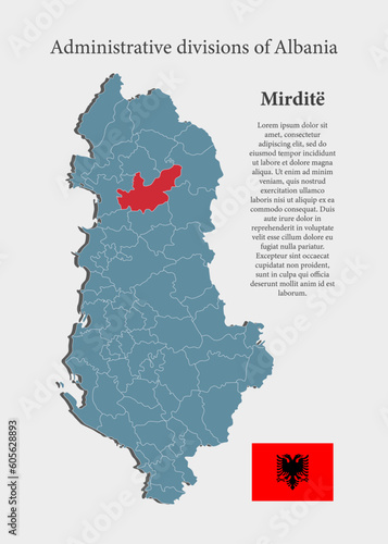 Vector map Albania, region Mirdite photo