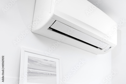 Modern air conditioner for cooling or heating home.