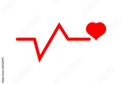 Red heart with line pulse heartbeat cardiograph icon flat vector design