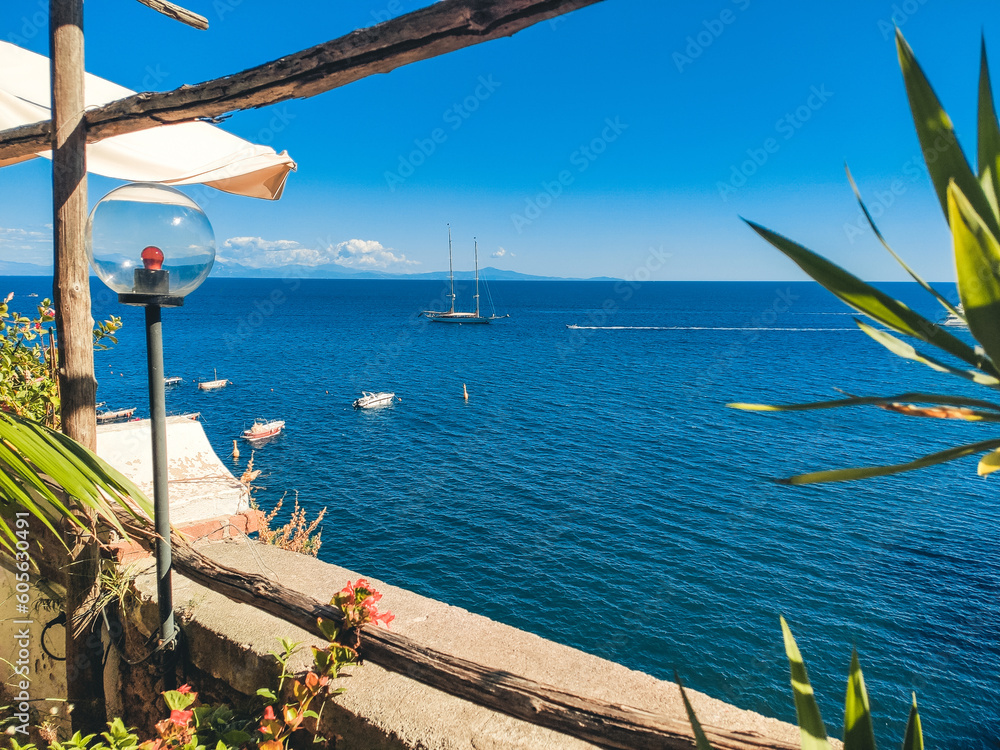 Mediterranean sea view terrace. Amalfi Coast