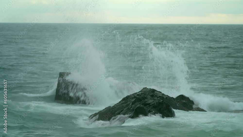 Sea, Waves, Rocks, Horizon Line Scottish Coastline Cold. Sea, Waves, Rocks, Horizon Line Scottish Coastline Cold.