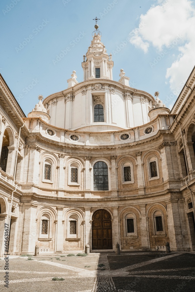 Beautiful vertical view of the Church of St Ives at the 'Sapienza' in Rome, Italy