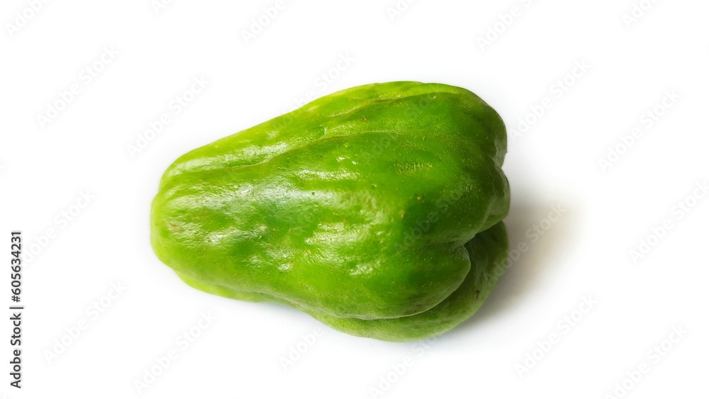 Fresh chayote (Sechium Edule) or labu siam isolated on white background. Chayote vegetable and fruit ready to cooking dishes Fresh chayote (Sechium Edule) or labu siam isolated on white background. Chayote vegetable and fruit ready to cooking dishes