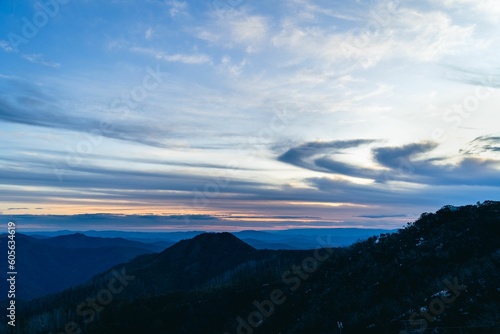 Beautiful view of colorful sunset sky over the high mountains © Frankie Swof_ph/Wirestock Creators