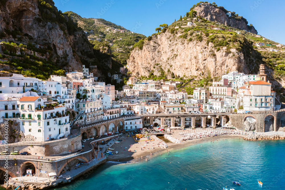 City of Atrani in summer. Amalfi coast