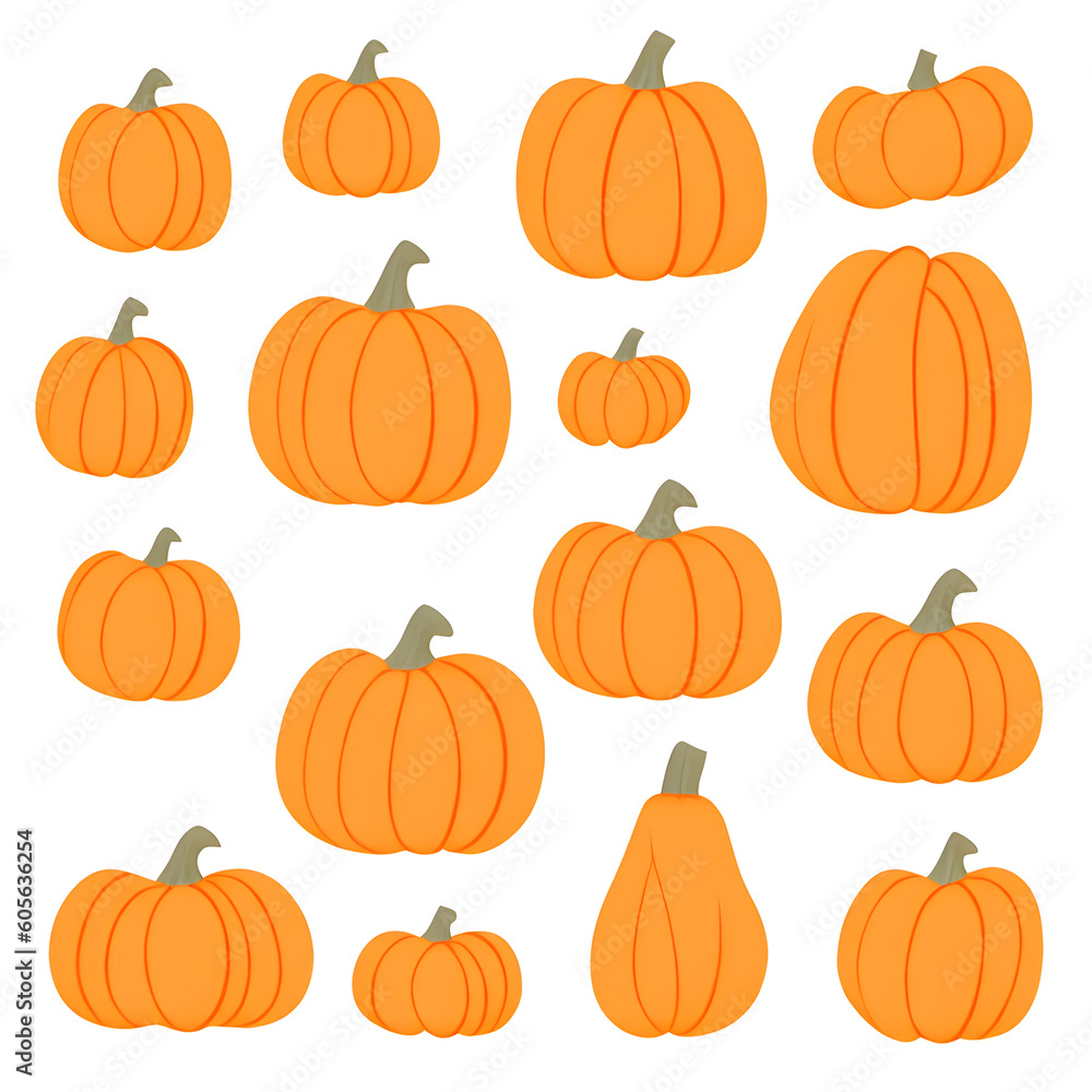 Pumpkins in white background from Generative AI Pumpkins in white background from Generative AI