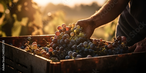 vineyards, harvesting and grapes. Generative AI 