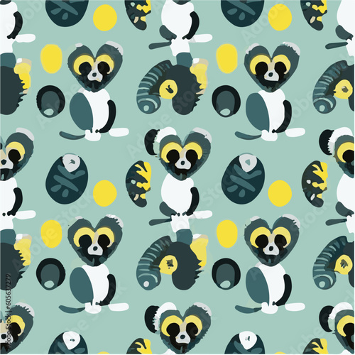cute simple lemur pattern  cartoon  minimal  decorate blankets  carpets  for kids  theme print design 