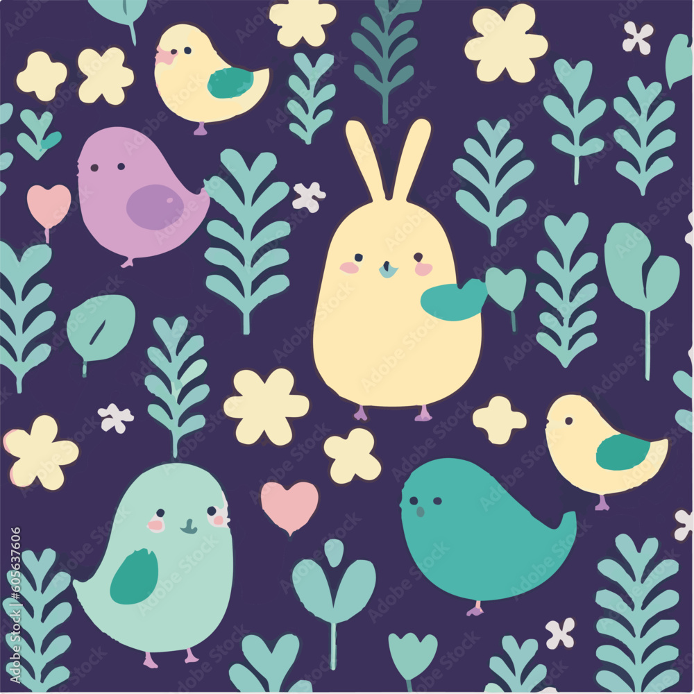 cute simple easter pattern, cartoon, minimal, decorate blankets, carpets, for kids, theme print design
