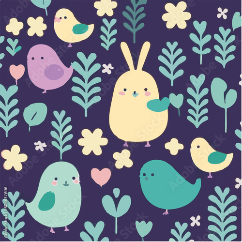 cute simple easter pattern  cartoon  minimal  decorate blankets  carpets  for kids  theme print design 