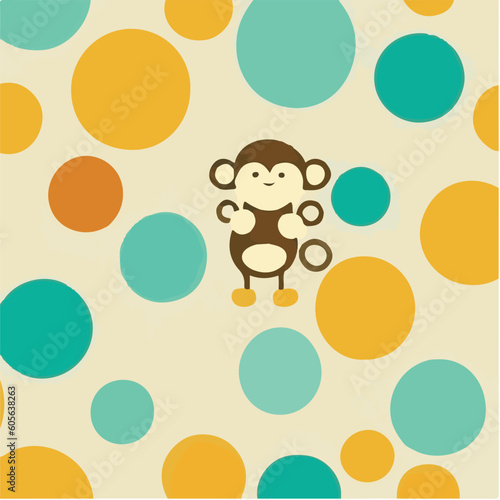 cute simple monkey pattern, cartoon, minimal, decorate blankets, carpets, for kids, theme print design 