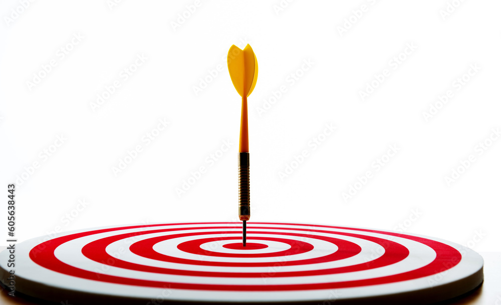 Dart hitting on center target Dart hitting on center target