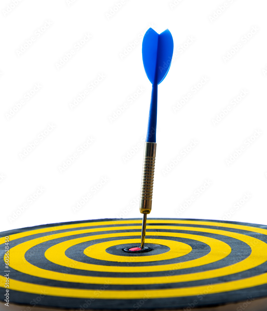 Dart hitting on center target Dart hitting on center target