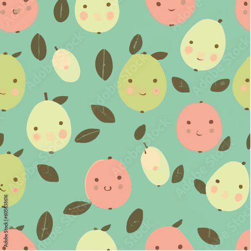 cute simple guava pattern, cartoon, minimal, decorate blankets, carpets, for kids, theme print design
