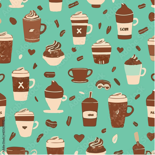 cute simple national coffee day pattern, cartoon, minimal, decorate blankets, carpets, for kids, theme print design 