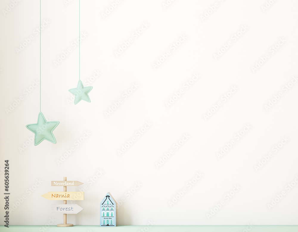 Boho baby room background, 3D render Stock Illustration | Adobe Stock