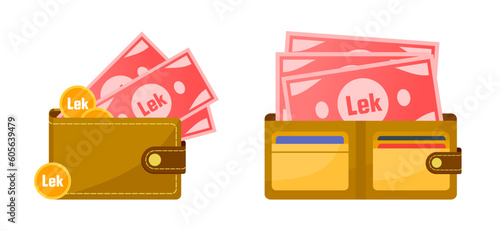 Wallet with Albanian Lek Money