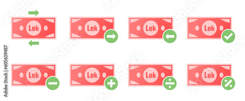 Albanian Lek Money Transaction Icon Set