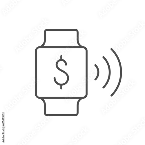NFC smart watch line icon