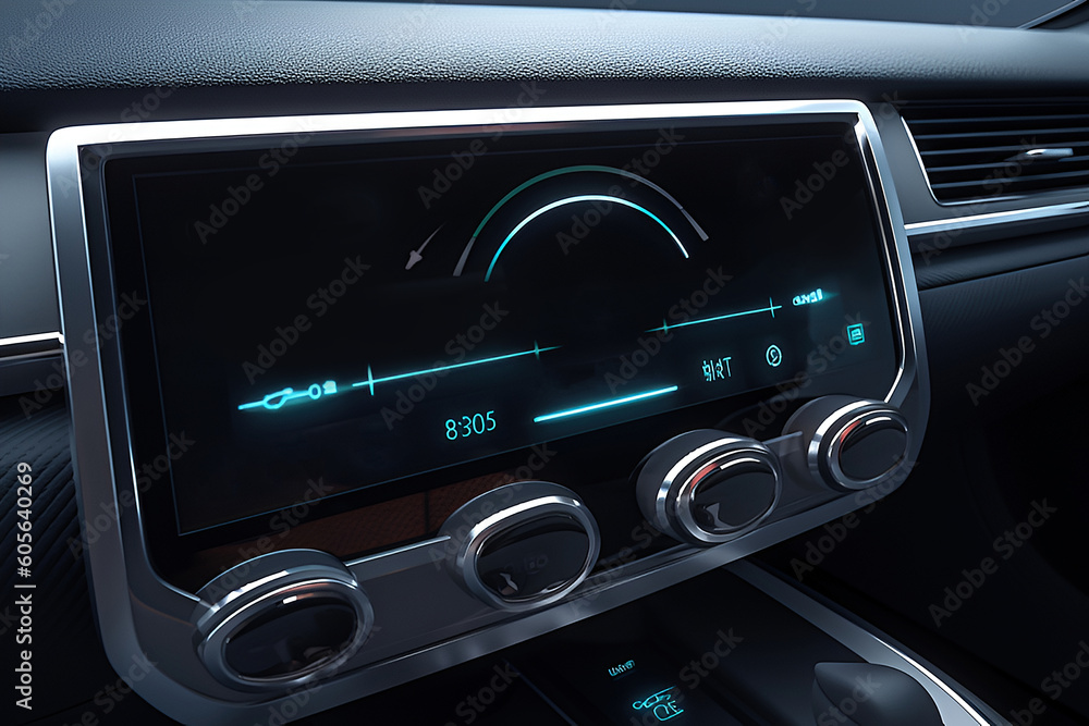 Fototapeta premium Modern car climate control panel for a driver and passenger . Generative AI