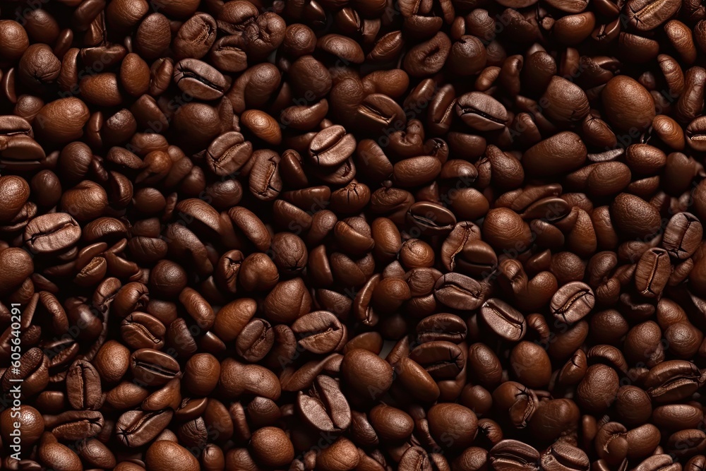 Obraz premium Seamless of coffee beans for background texture, coffee beans closeup, Generated by AI