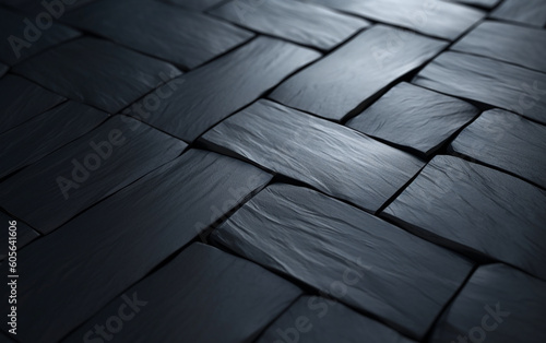 Black Slate Tile Background, Generative AI