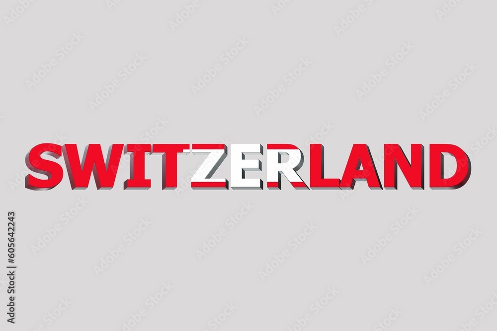 3D illustration of the flag of Switzerland on a text background 3D illustration of the flag of Switzerland on a text background