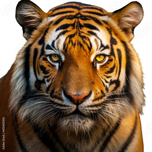 Close-up of the Bengal tiger s face - Transparent background- animal art made with Generative AI