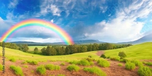 rainbow over field Ai generatiave