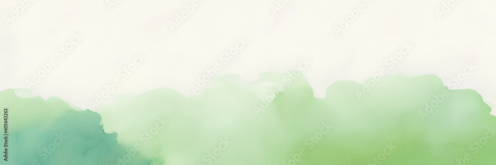 Green natural background, watercolor paint, abstract banner