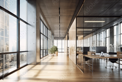 Modern office building interior  Generative ai