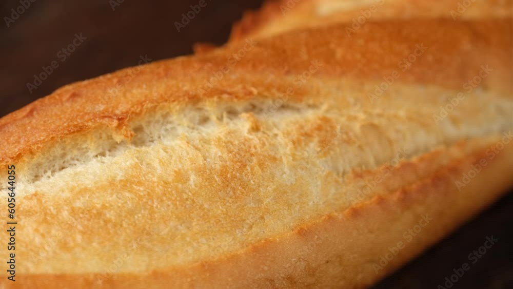 Fresh crispy French baguette, slider shot Fresh crispy French baguette, slider shot