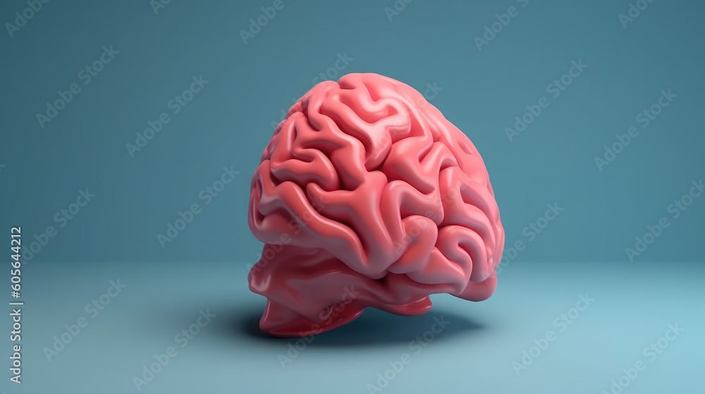 Pink Realistic 3D glossy brain with isolated on green background. Pink Realistic 3D glossy brain with isolated on green background.